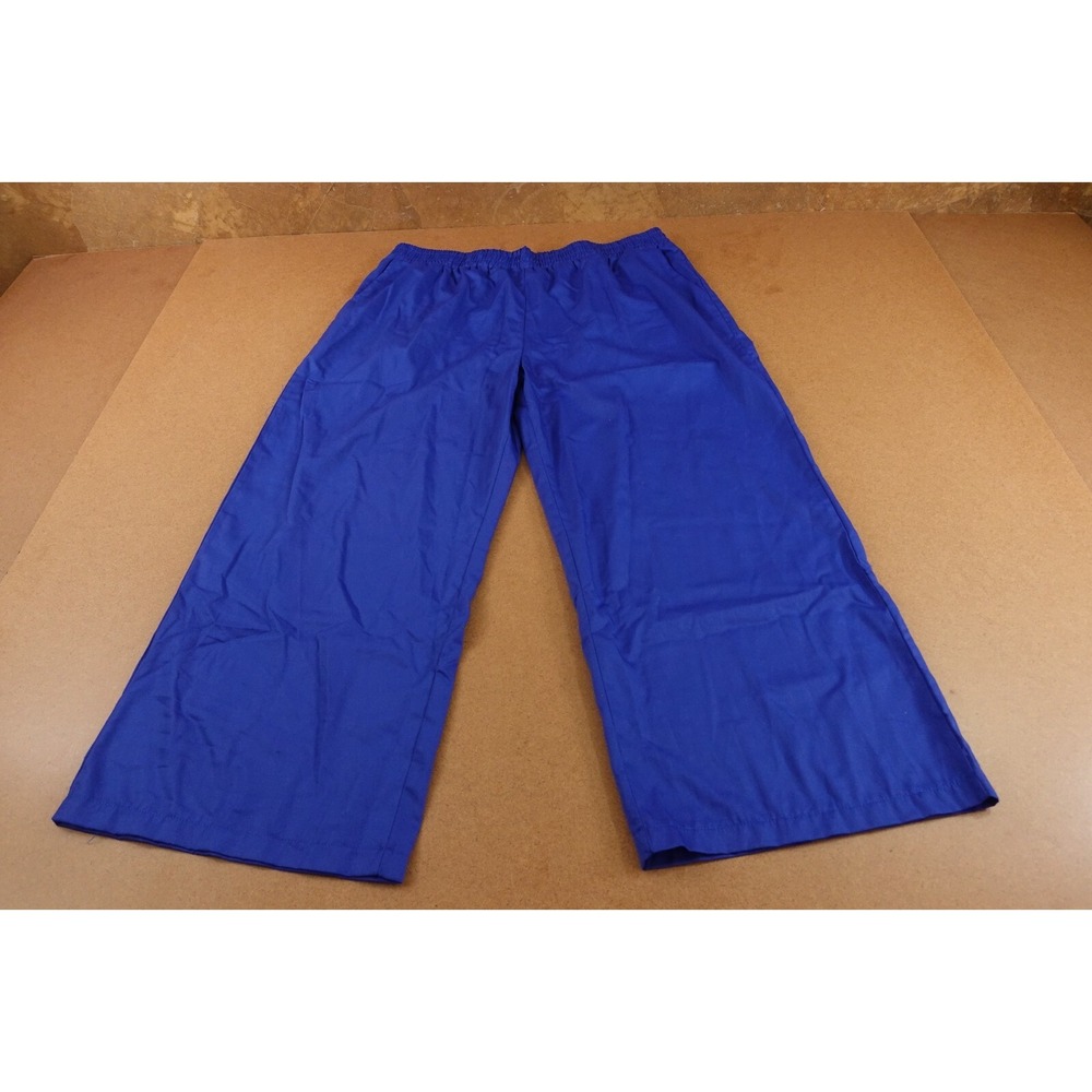 Sugar Stitch Women's Size 3XL Blue Pocketed Pull On Wide Leg Flare CropPants NWT